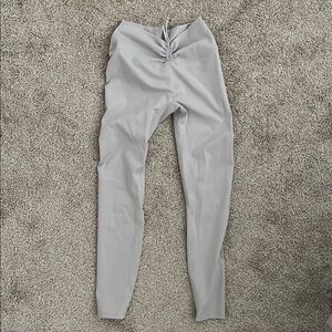 CSB Serenity Drawstring Scrunch Light Grey Leggings Medium Crop Shop Boutique